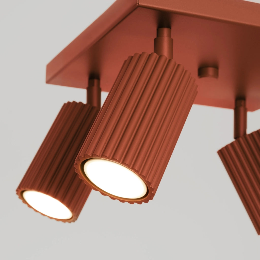Lampada da soffitto KARBON 4 rosso ocra