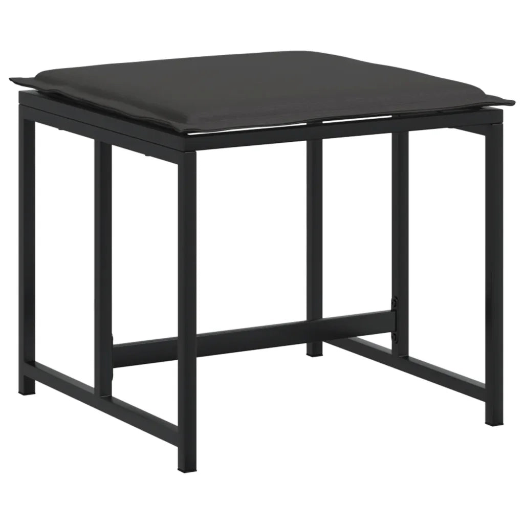 Set da Pranzo da Giardino 17 pz con Cuscini Nero in Textilene 3295087