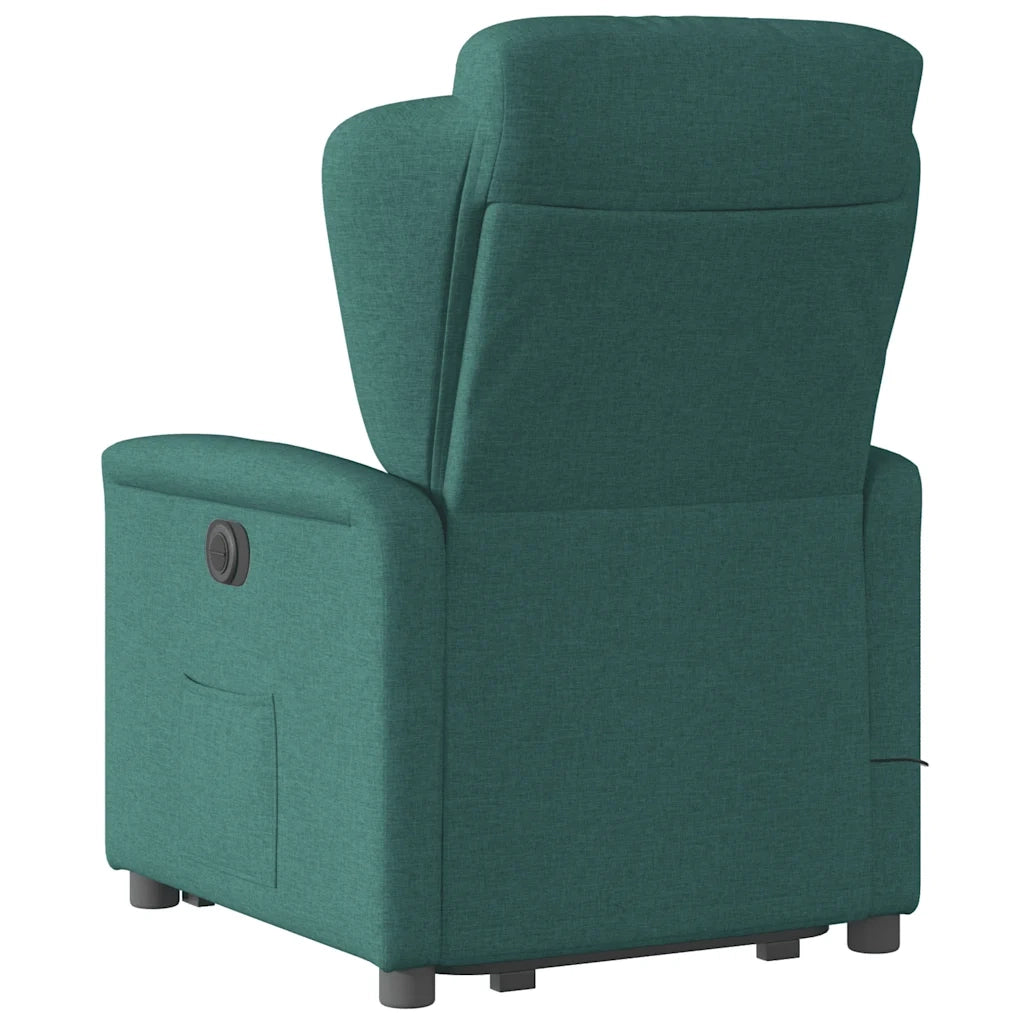 Poltrona Alzapersona Massaggiante | Sedia Relax Verde Scuro in Tessuto