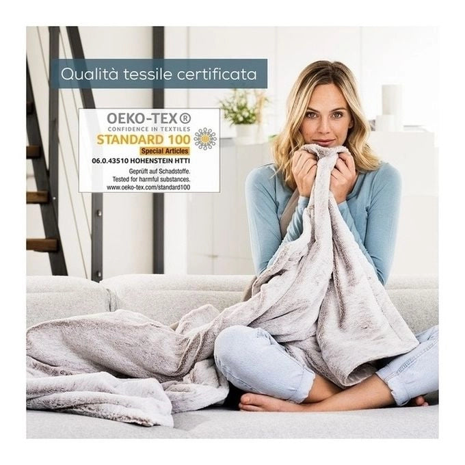 Beurer Coperta riscaldante elettrica nordica HD 150 XXL con spegnimento automatico, 200 x 150 cm, 6 impostazioni di temperatura, lavabile in lavatrice, confortevole fodera in pelliccia