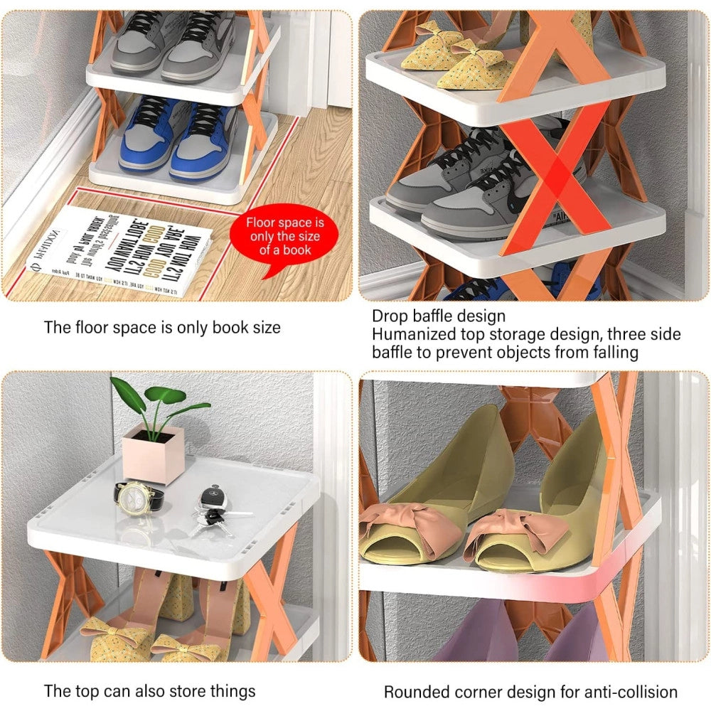 Trade Shop - Organizer Per Scarpiera Verticale Montaggio Rapido 7 Livelli Ripiano Pieghevole -