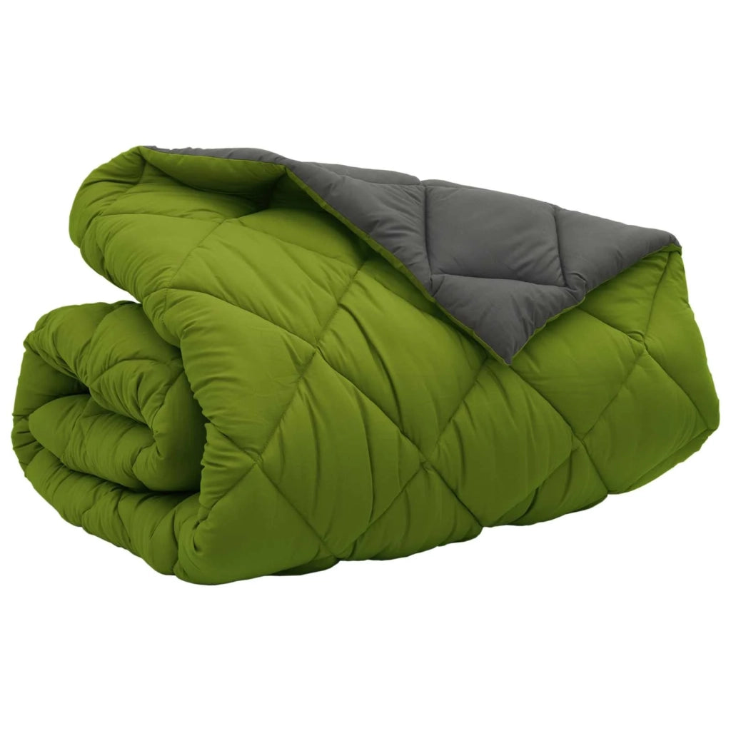 Piumone | Duvet Invernale Verde e Antracite 220 x 240 cm Microfibra