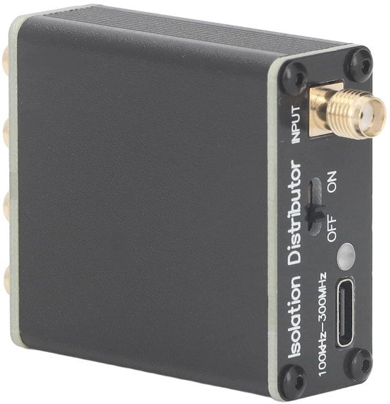 Divisore RF Attivo Isolamento - Distribuzione Segnale HF - Fonte GPSDO - Applicazioni SDR - Intervallo di Frequenza 100 kHz a 150 MHz - Minimo di Attenzione 80 dB - Divisore Segnale