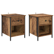 Set di 2 Comodini | Armadio da Notte | Mobiletto da notte Legno vecchio 40 x 42 x 50 cm
