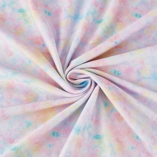 Stoffa in Poliester 2 m - Disegno Batik Multicolore - Stretto a 4 Vie - Doppia Puntura - Soffice e Respingente - Ideale per Artigianato Fai da Te
