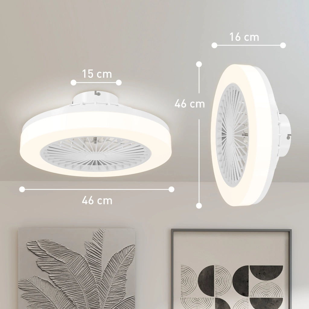 Ventilatore da soffitto con luce LED ¨C Xylo ¨C 6 velocit¨¤, telecomando, bianco