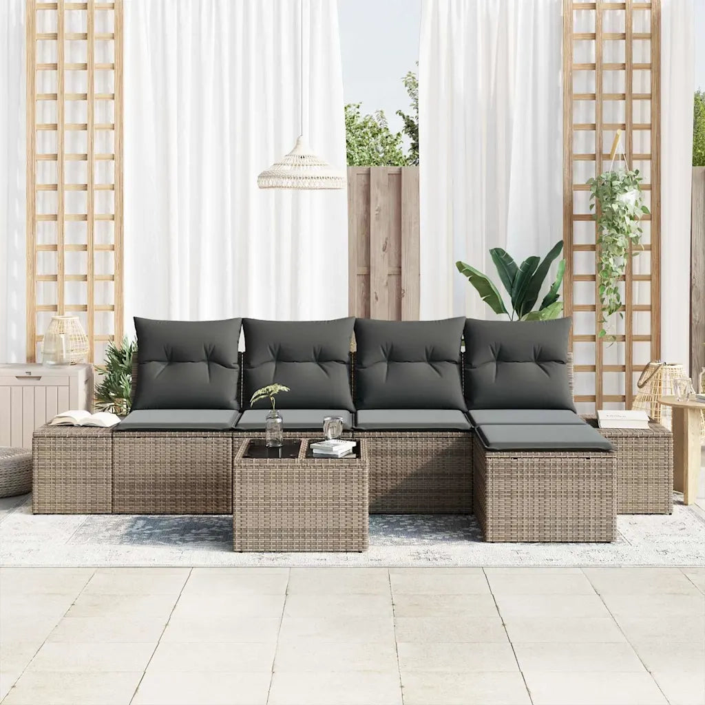 Set Divano da Giardino 5 pcs Grigio chiaro polyrattan 3355698