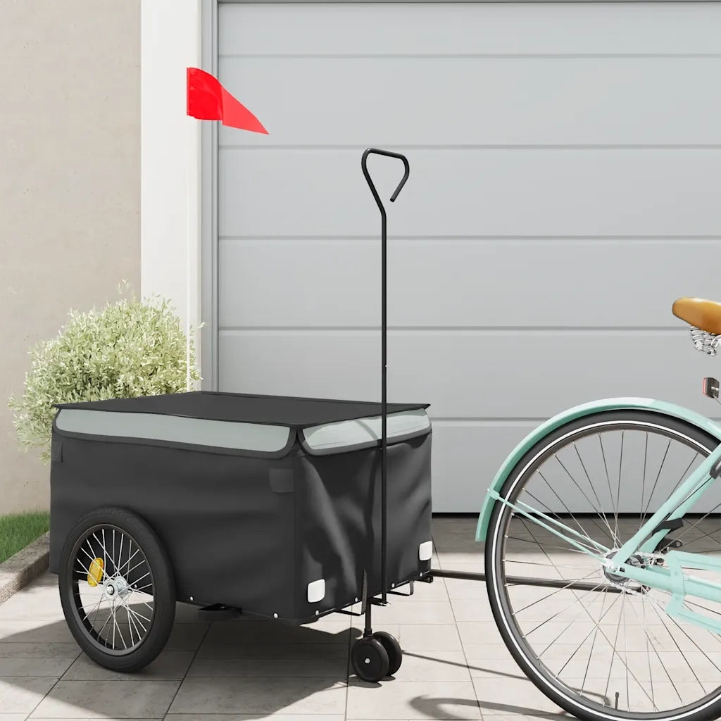 Rimorchio da Bici Nero e Grigio 30 kg in Ferro