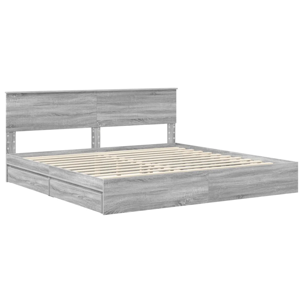 Letto con Contenitore con testiera Grigio Sonoma 200 x 200 cm 3410768