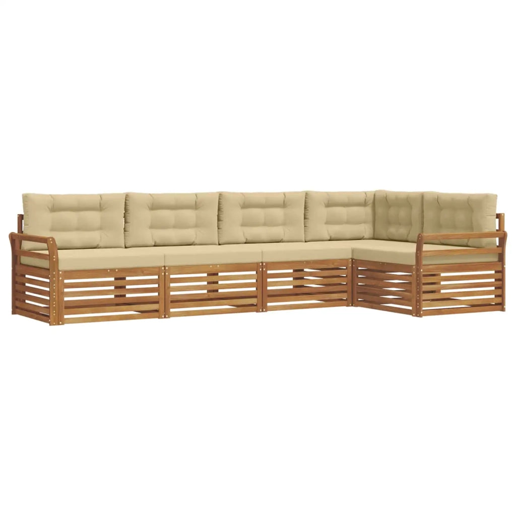 Set di divani da esterno con cuscino 5 pcs Naturale e Beige 3373463