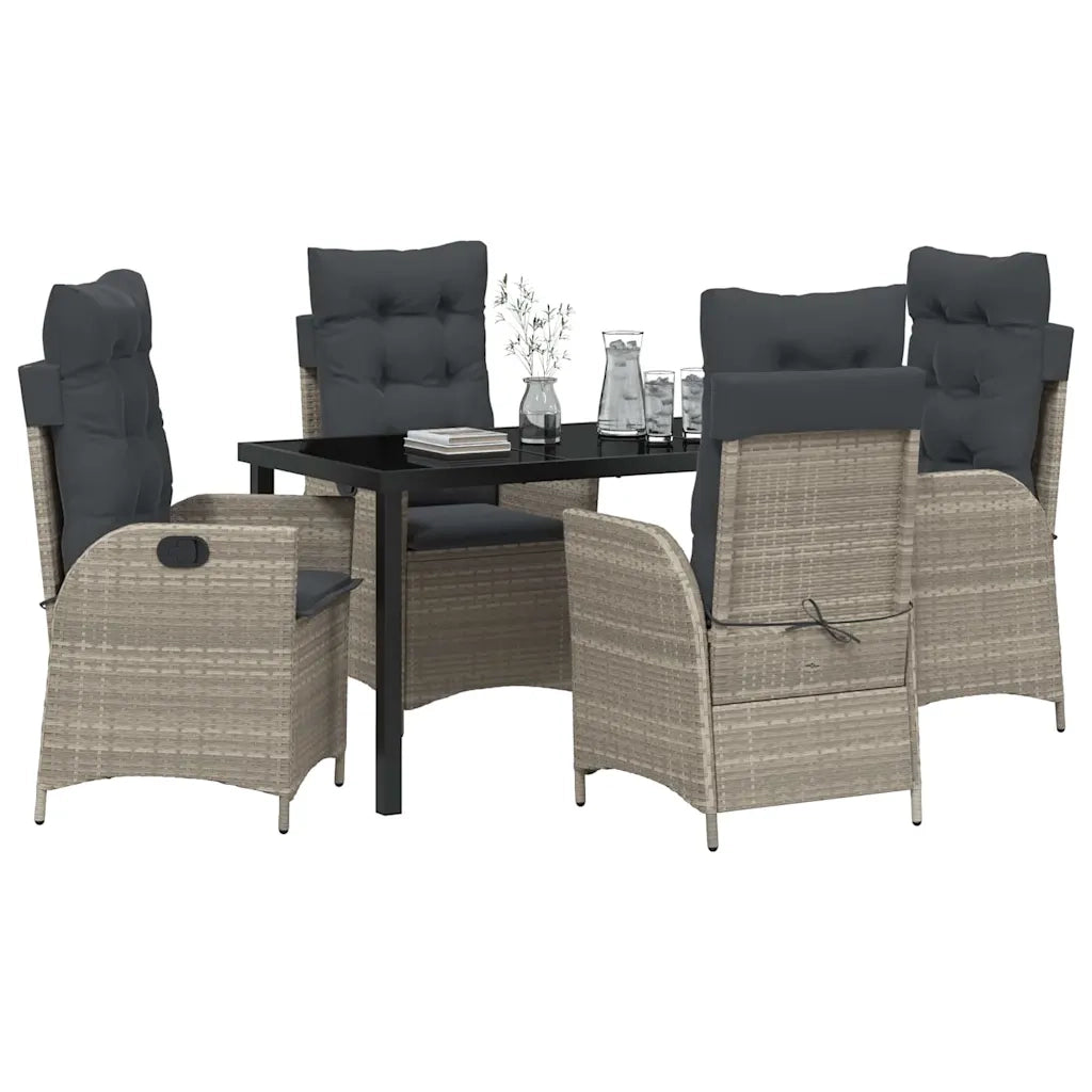Set da Pranzo per Giardino 5 pcs Grigio chiaro polyrattan