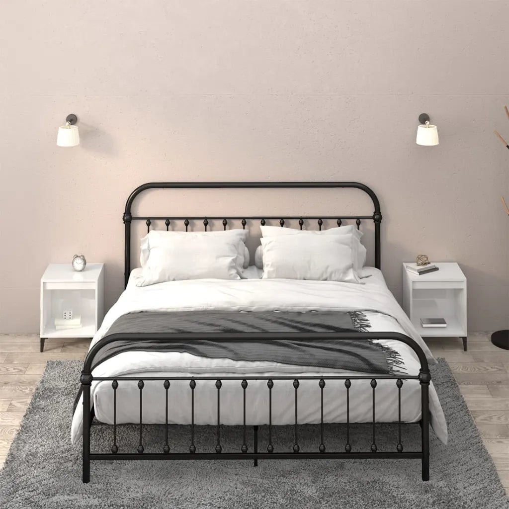 Set di 2 Comodini | Armadio da Notte | Mobiletto da notte in Bianco Lucido 40x35x50 cm