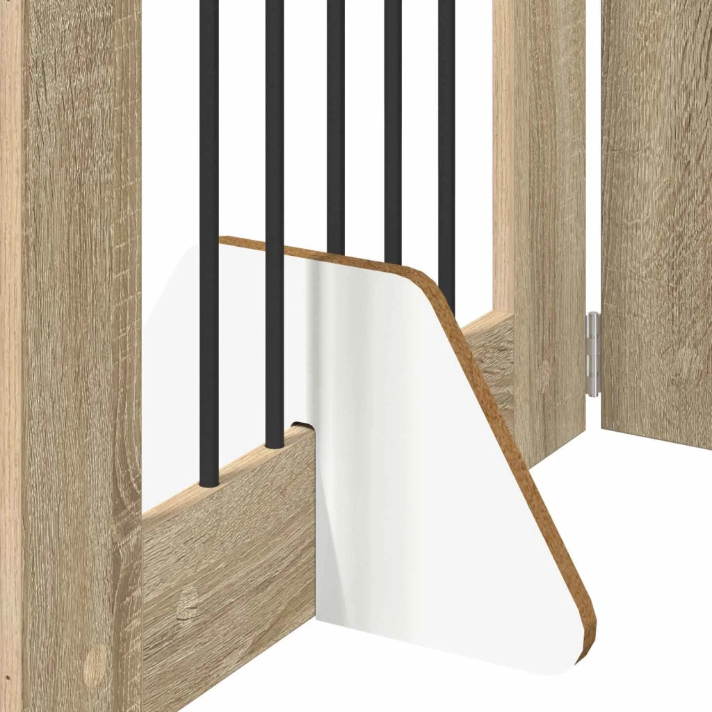 Cancello per cani pieghevole con supporti 2 pz Rovere Sonoma 892146
