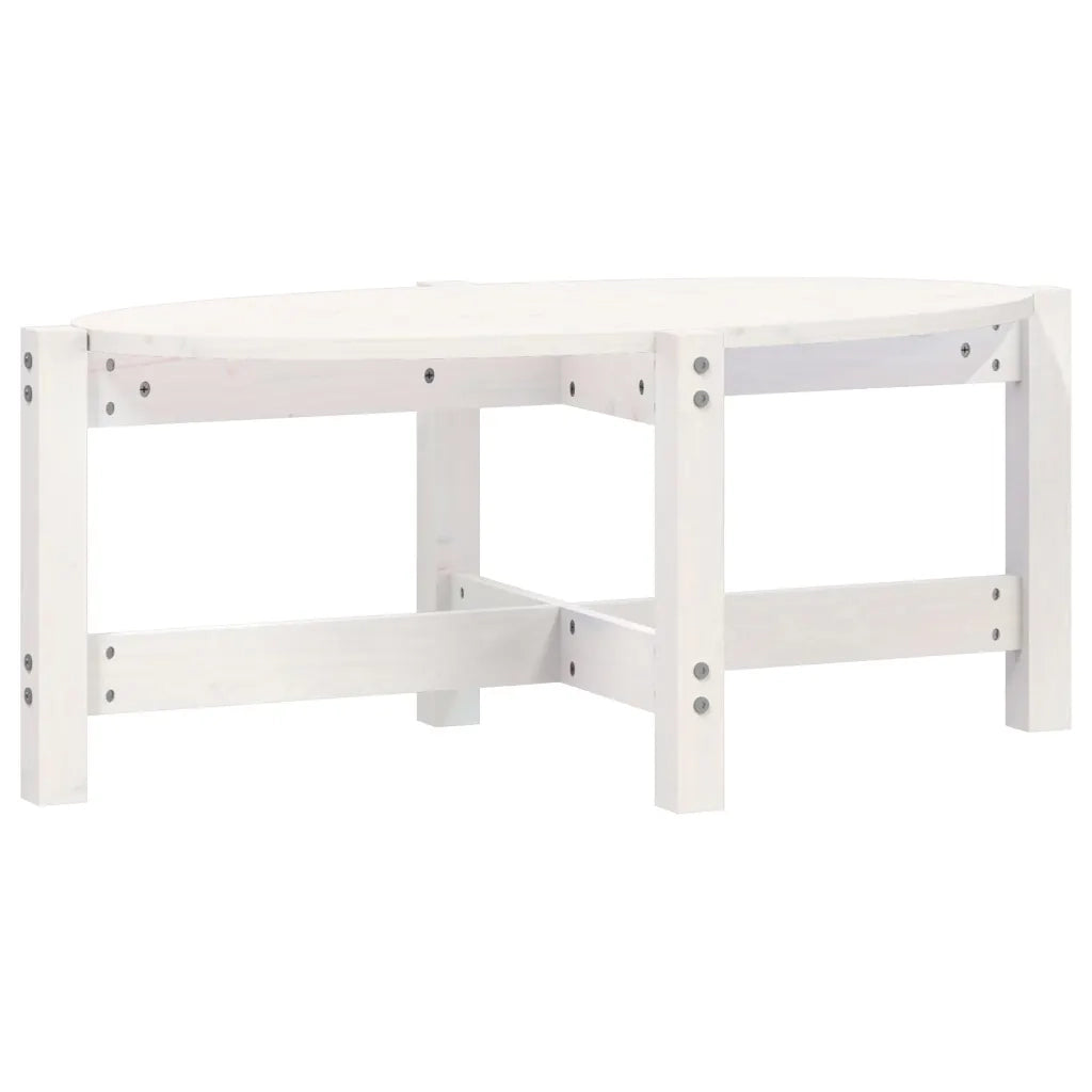 Tavolino da Salotto Bianco 87x48x35cm in Legno Massello di Pino 822323