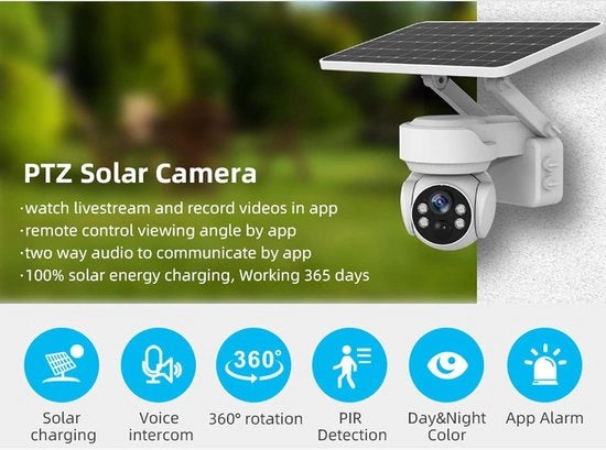 Casa sicura camera esterna wireless con risoluzione 2MP - Casa sicura camera esterna wireless alimentata da pannelli solari - Telecamere di sicurezza per l'abitazione con visione notturna 360°.