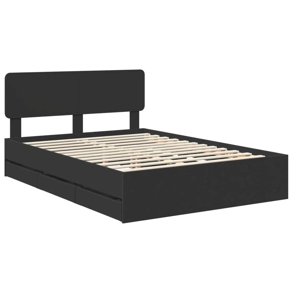 Letto matrimoniale | Letto per adulti | Struttura del letto Nero 160 x 200 cm Legno ingegnerizzato