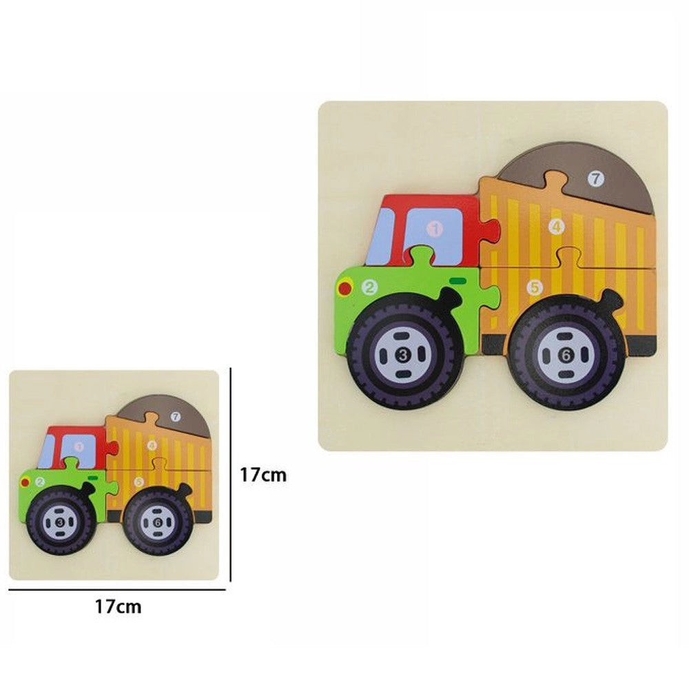 Trade Shop - Puzzle 3d Blocchi Legno Forma Di Camion Educativo Colorato Gioco Bambini Animali -