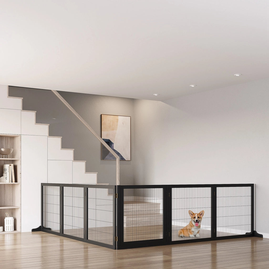 Cancelletto di sicurezza pieghevole per cani ¨C Xylo ¨C Legno di pino nero 432x36x70cm