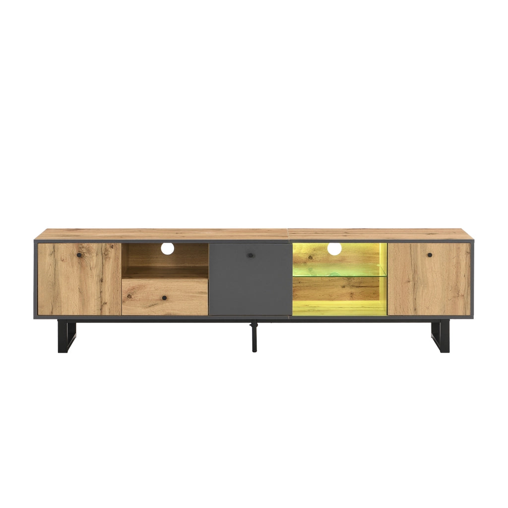 Lowboard TV naturale in truciolato lunghezza 190 cm