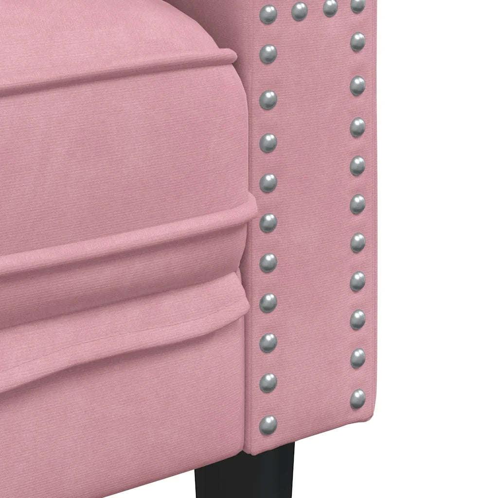 Divano Chesterfield con Rinforzi 2 Posti Rosa in Velluto 372686