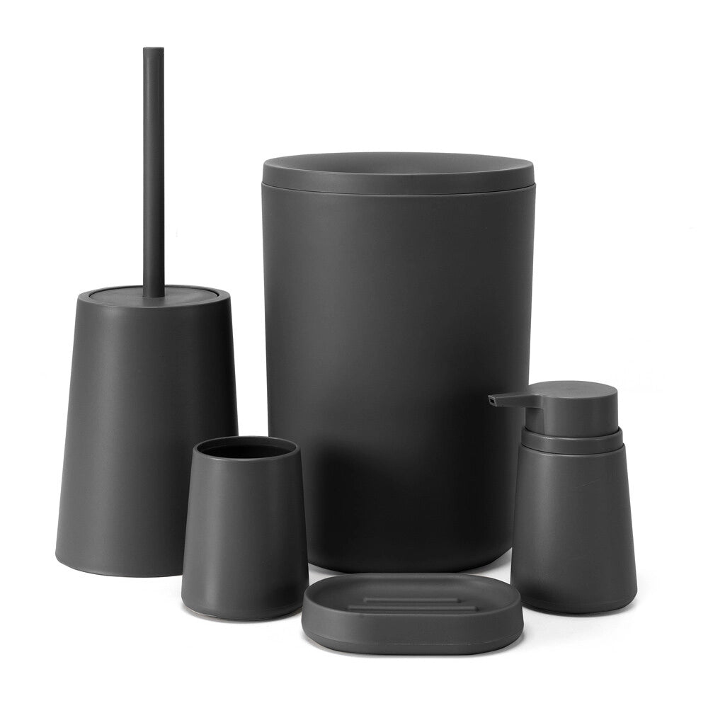 Set accessori bagno completo da 5 pezzi in plastica grigio Pop