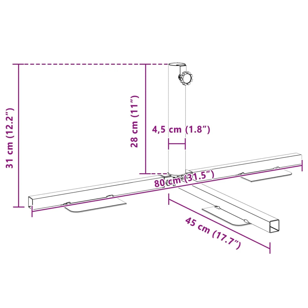 Telaio Base per Parasol a Mezza Nero Acciaio for 32-38 mm Pole 42034492