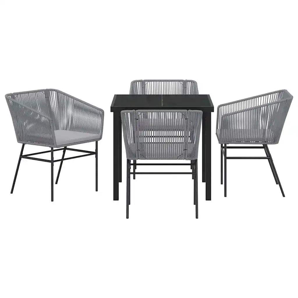 Set da Pranzo per Giardino con cuscino 5 pcs Grigio
