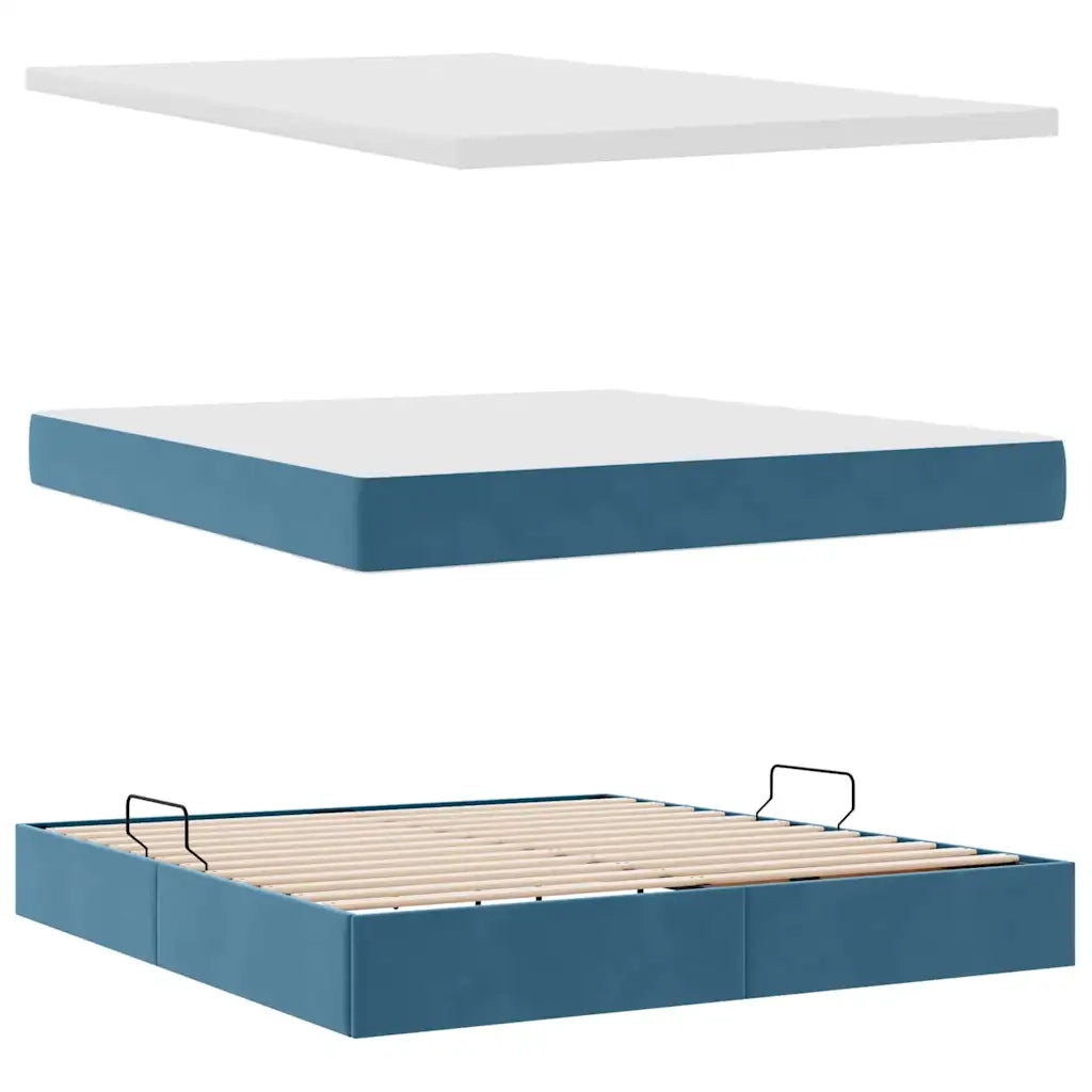 Letto con contenitore e materasso Blu Scuro 160 x 200 cm 3371983
