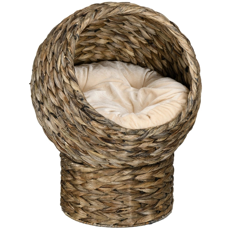 Cesta per gatti in rattan, cuccia per gatti, casetta per gatti, lettino per gatti con cuscino, cuccia per animali domestici, giacinto d'acqua,