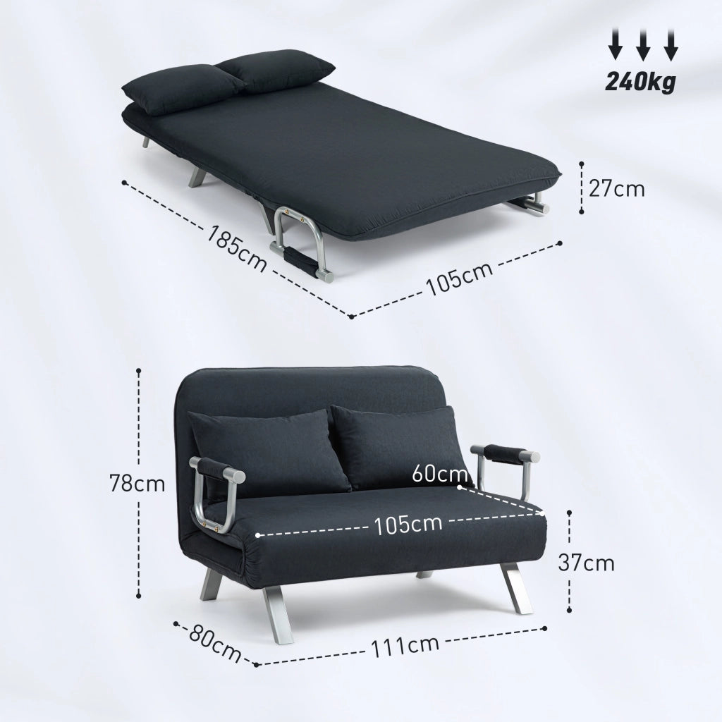 Divano letto 5 posti regolabile ¨C Minimal ¨C similpelle nero