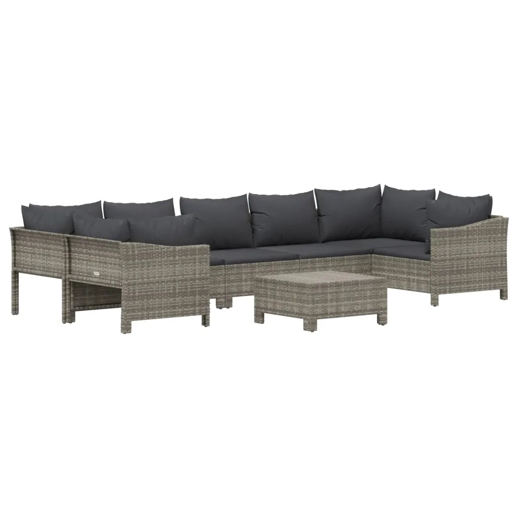 Set Divani da Giardino 8 pz con Cuscini in Polyrattan Grigio 3187303