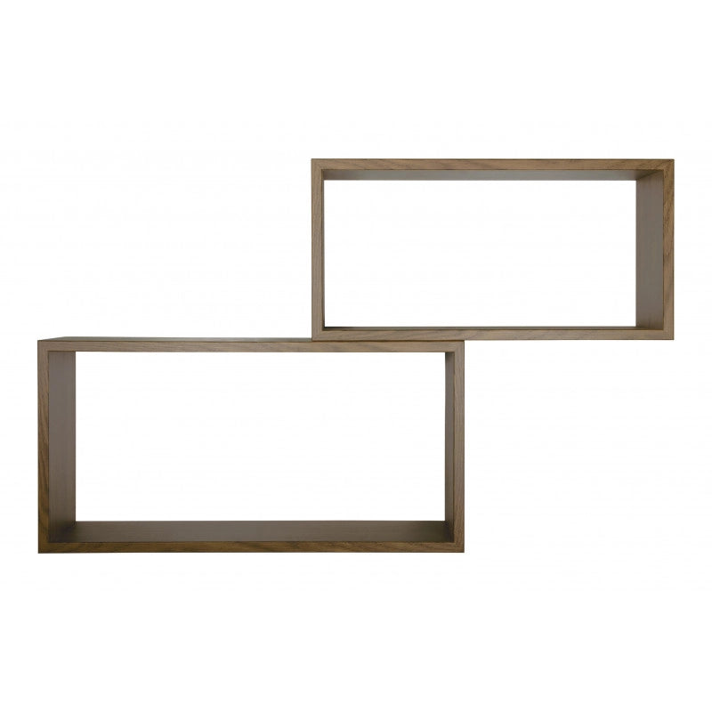 Set di 2 Mensole da Muro, Pensile Bagno, Mensola da Parete, Scaffale da Parete, Rovere Tabacco, 70x35 p20 cm e 60x30 p20 cm - Bis Rettangolo Bislungo