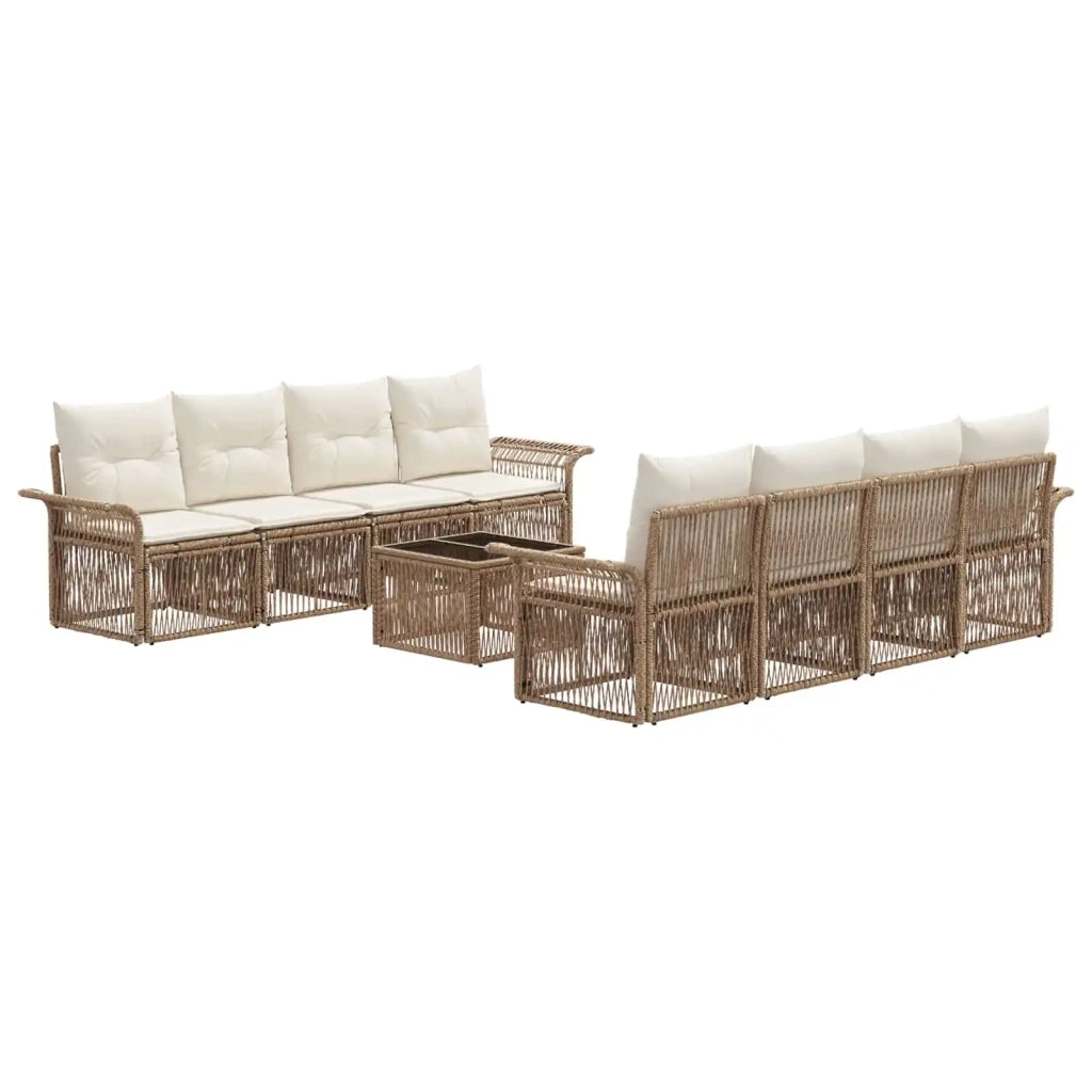 Set Divano da Giardino 9 pz Beige polyrattan 3434775