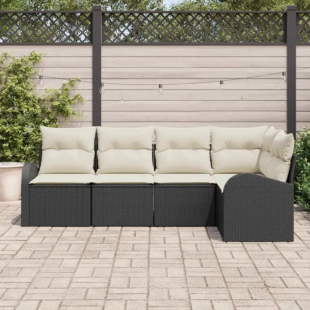 Set di divani con cuscino 5 pcs Nero Poliestere 3346037