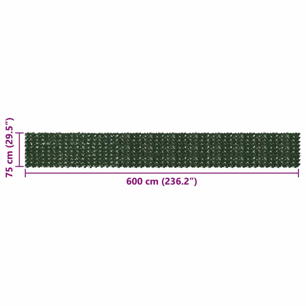 Schermo per balcone con foglie Verde Scuro 600 x 75 cm 42040626