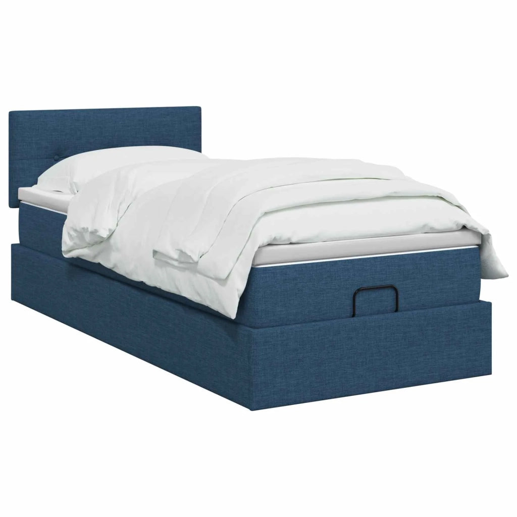 Letto Ottomano con Materasso e LED Blu 90 x 200 cm Tessuto 3456883