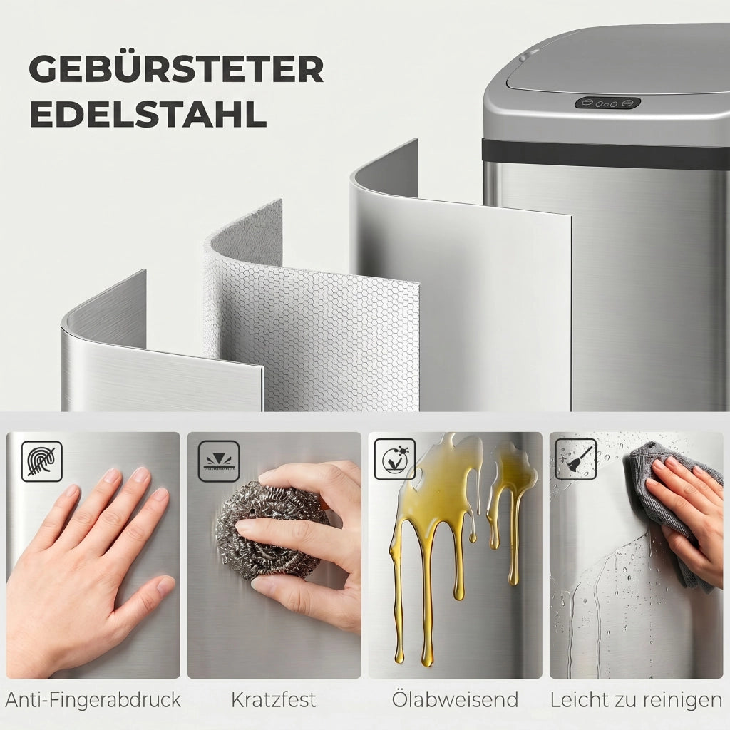 Cestino Intelligente con Sensore ¨C Minimal ¨C Acciaio Inox, Argento