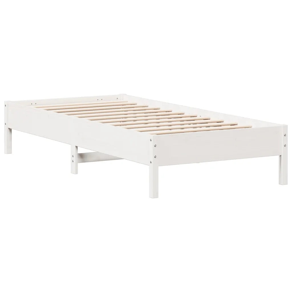 Letto singolo | Letto per adulti | Giroletto senza Materasso Bianco 100x200 cm Legno Massello Pino