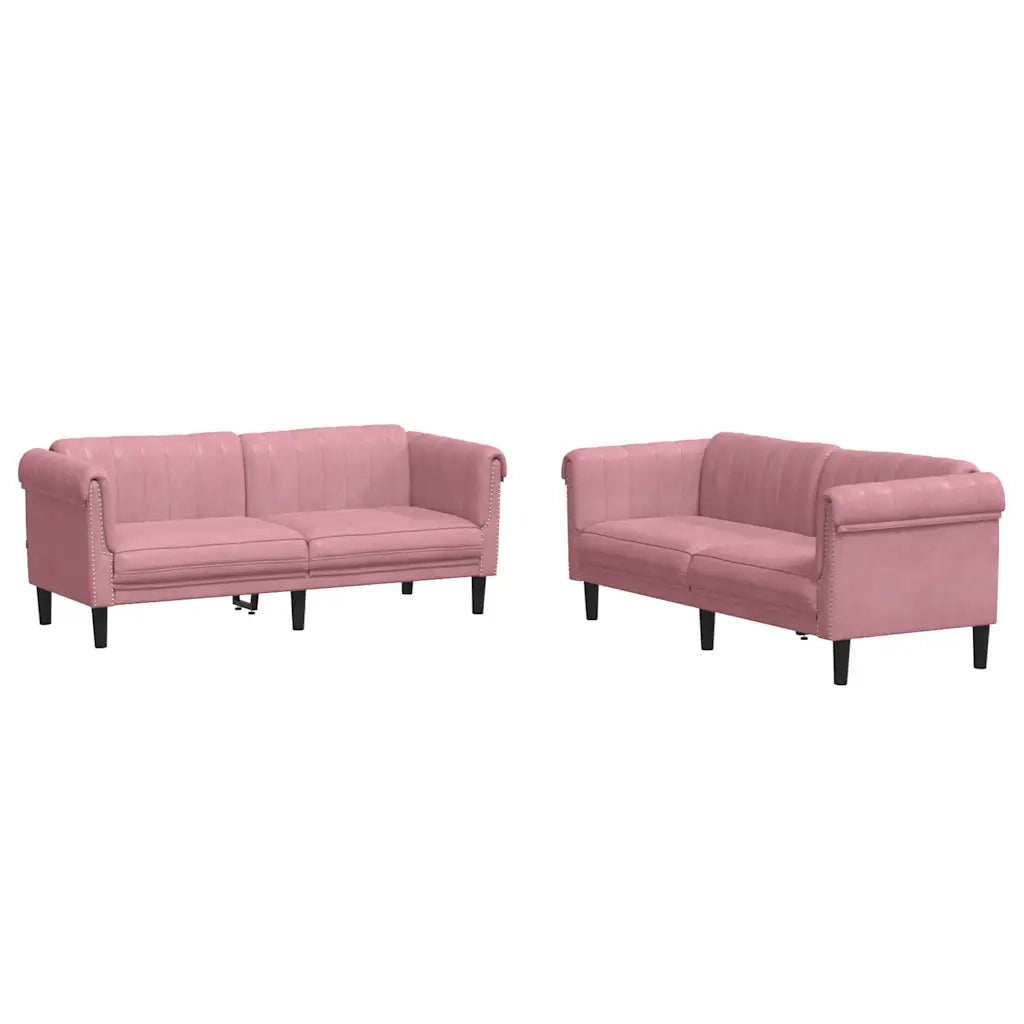 Set di Divani 2 pz Rosa in Velluto
