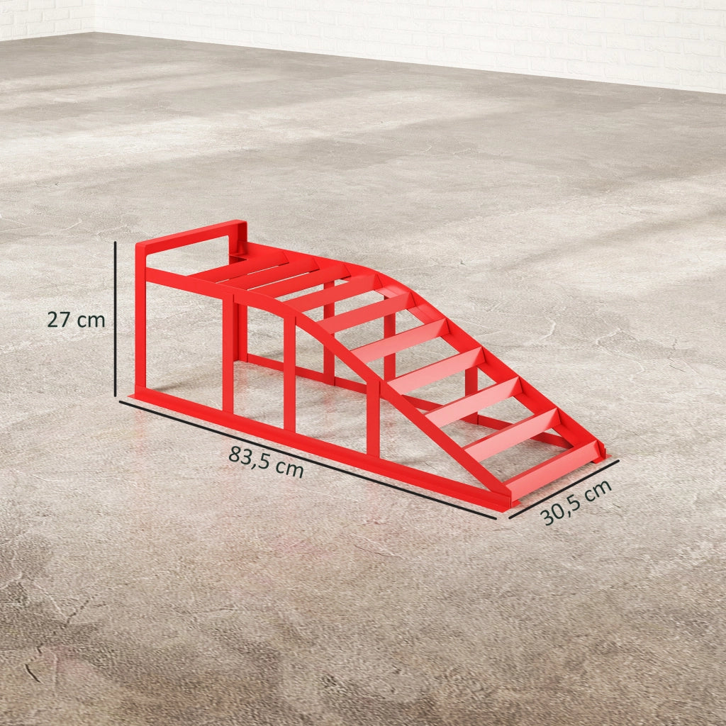 Rampe per Auto Set 2 Pezzi ¨C Xylo ¨C Acciaio Antiscivolo 83,5x30,5x27cm Rosso