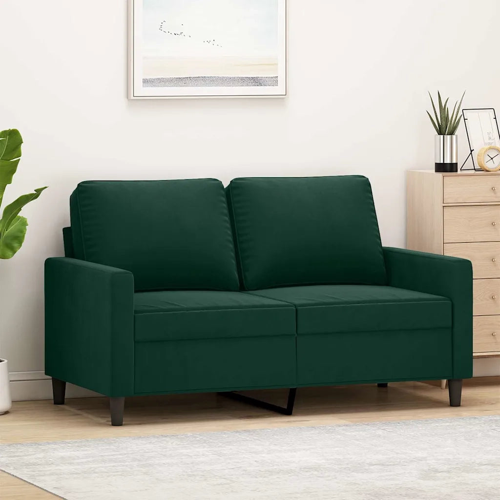 Divano a 2 Posti Verde Scuro 120 cm in Velluto 359191