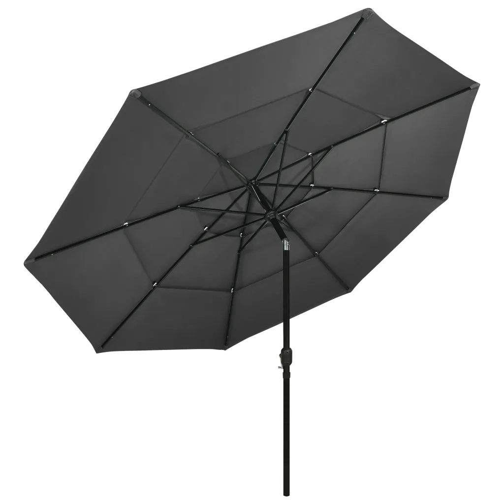 Ombrello | Parasolne a 3 Livelli con Palo in Alluminio Antracite 3,5 m