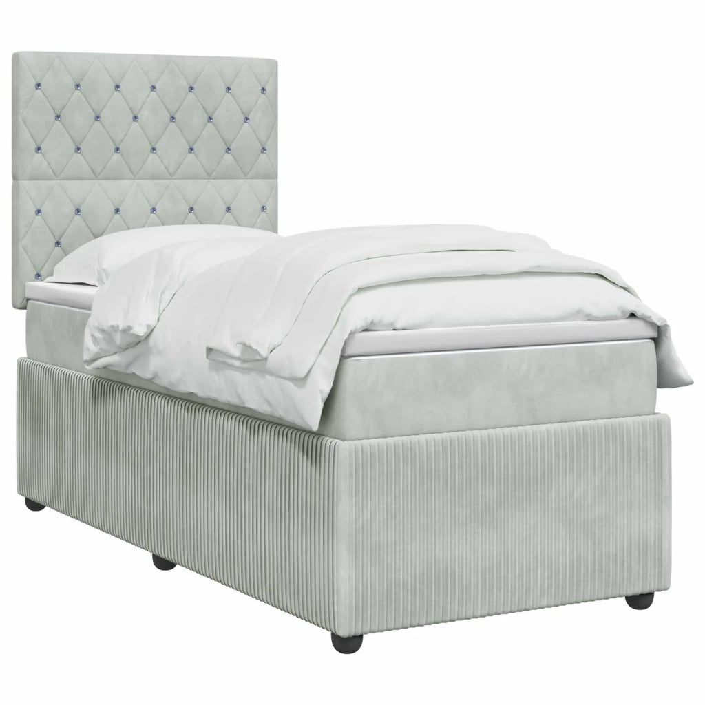 Letto box spring con materasso Grigio Chiaro 100 x 200 cm 3454541