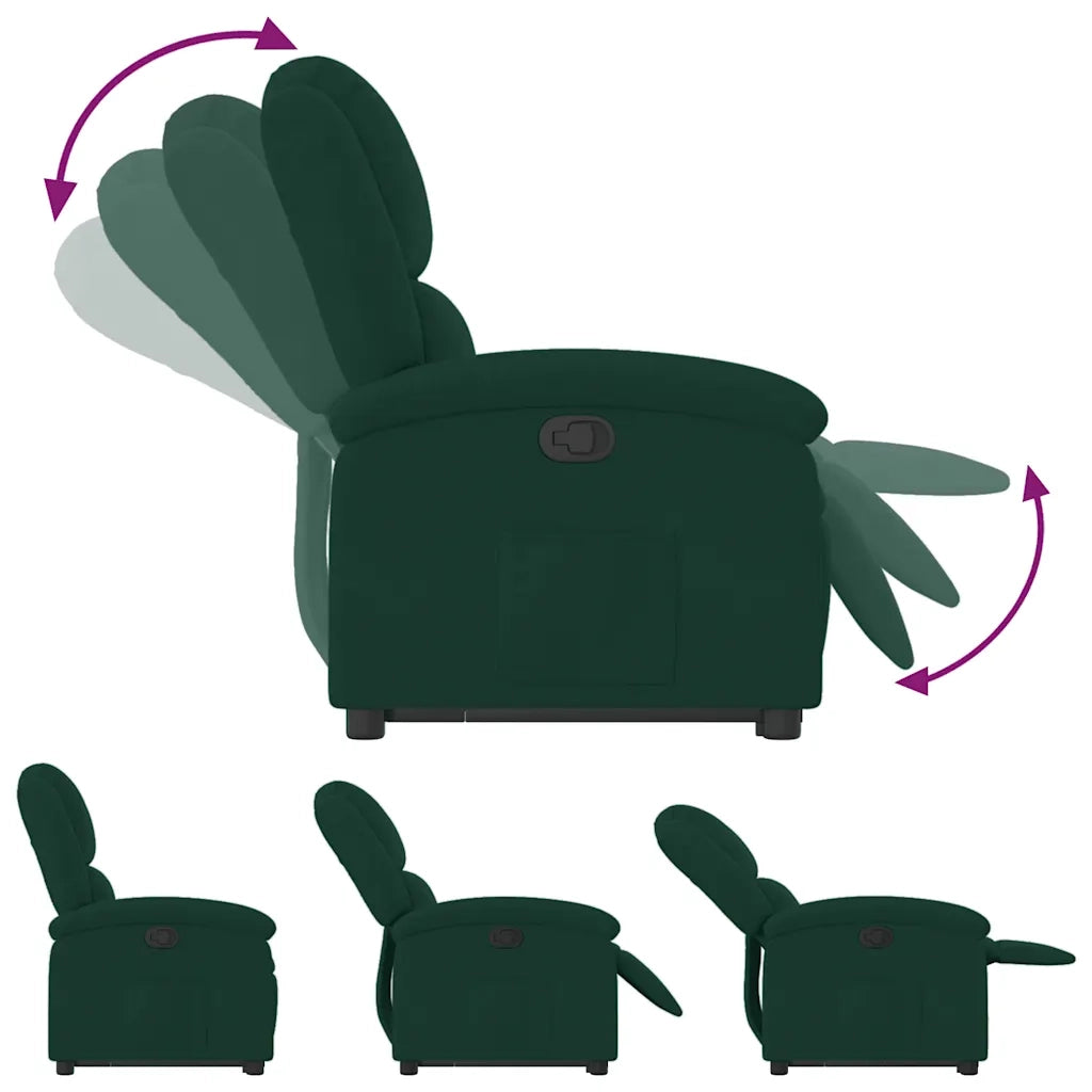 Poltrona | Sedia Relax Alzapersona Reclinabile Verde Scuro in Velluto