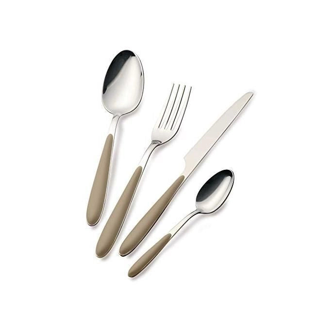 Abert MASTERT MASTER Servizio Posate 24 Pezzi in Acciaio Inox e ABS Lavabile in Lavastoviglie 6 Posti Tavola colore Tortora