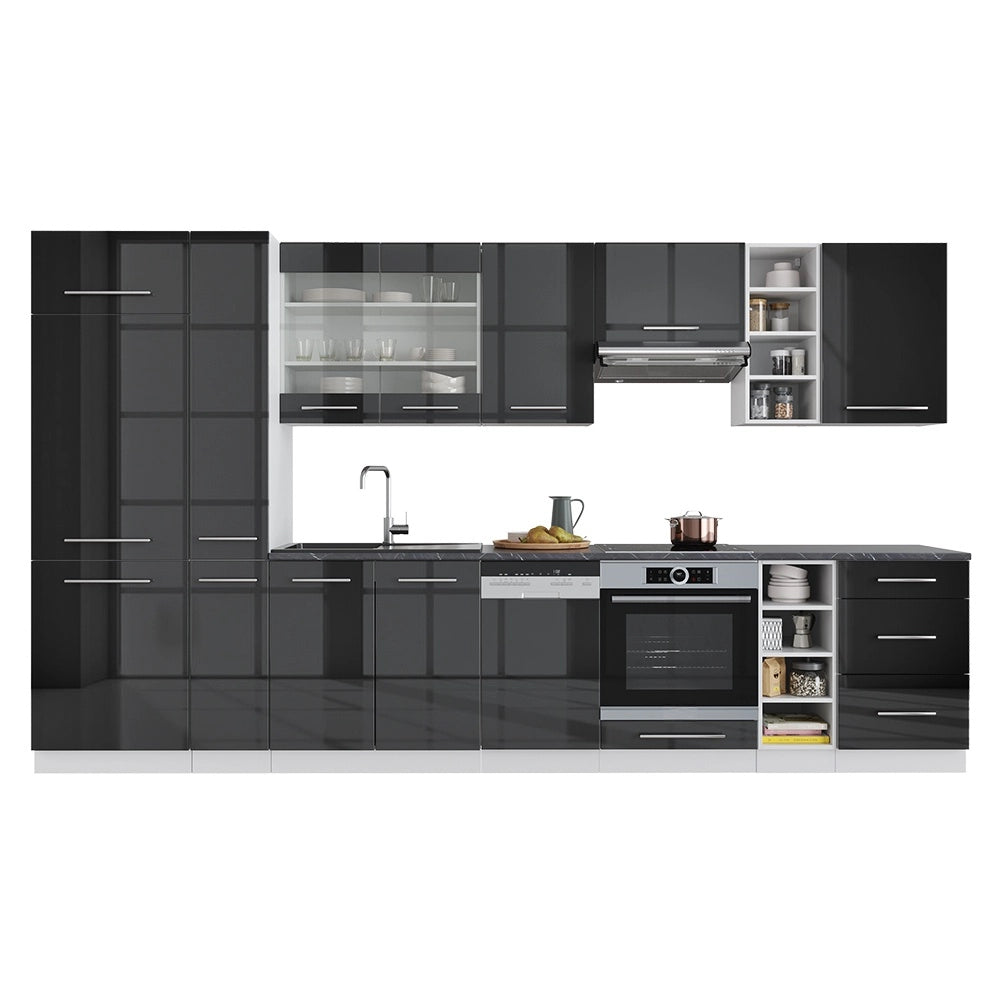 Cucina componibile Fame-Line Antracite lucido/Bianco 355 cm, PL Antracite Vicco