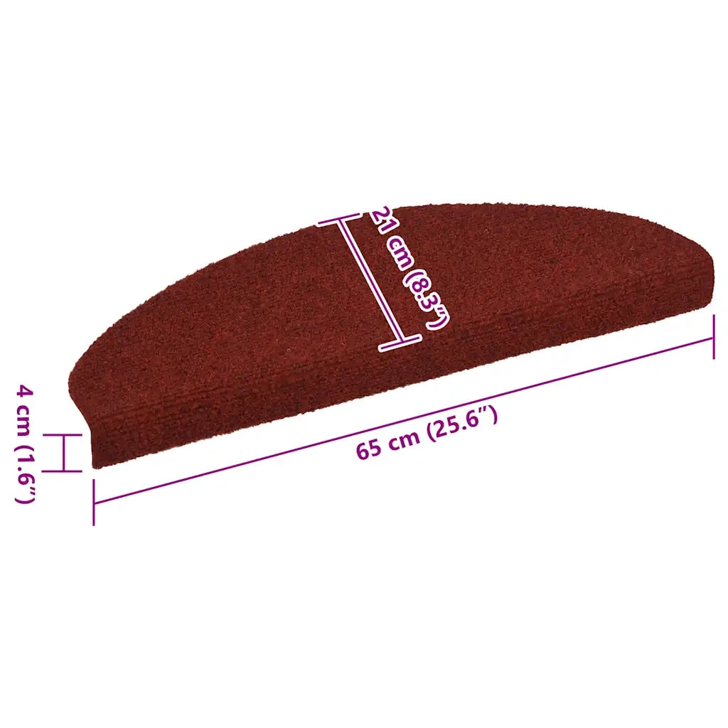 Tappetini per scale autoadesivi 5 pz | Gradini per Scale 65x21x4 cm Bordeaux Rosso Semicircolari Grandi
