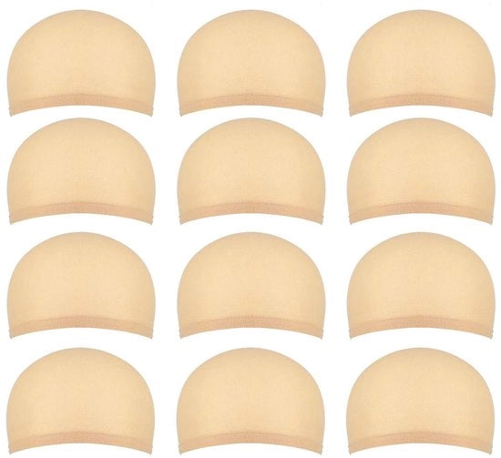 Pruicaps in Nylon - 12 pezzi - Flessibili/Elastici - Aderenti/Respiranti - Leggeri/Comodi - Colorazione per pelle - Filtro capelli