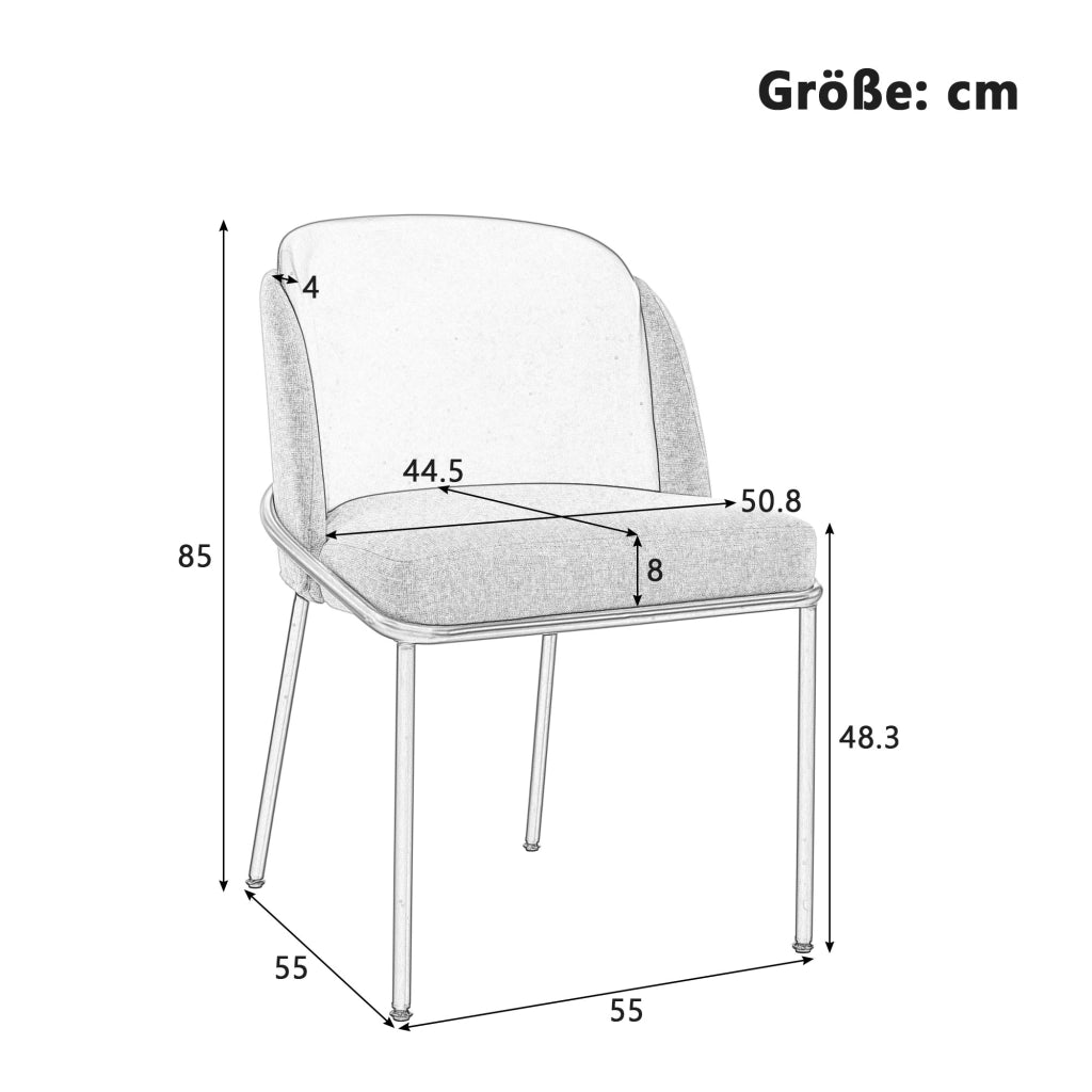 SEDIA da pranzo moderna Set da 4 pezzi Beige e Khaki con gambe inclinate