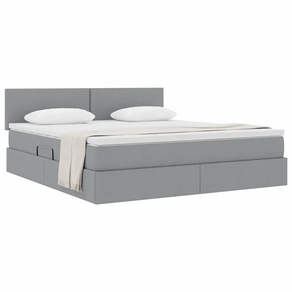 Letto con contenitore e materasso Grigio chiaro 180 x 200 cm